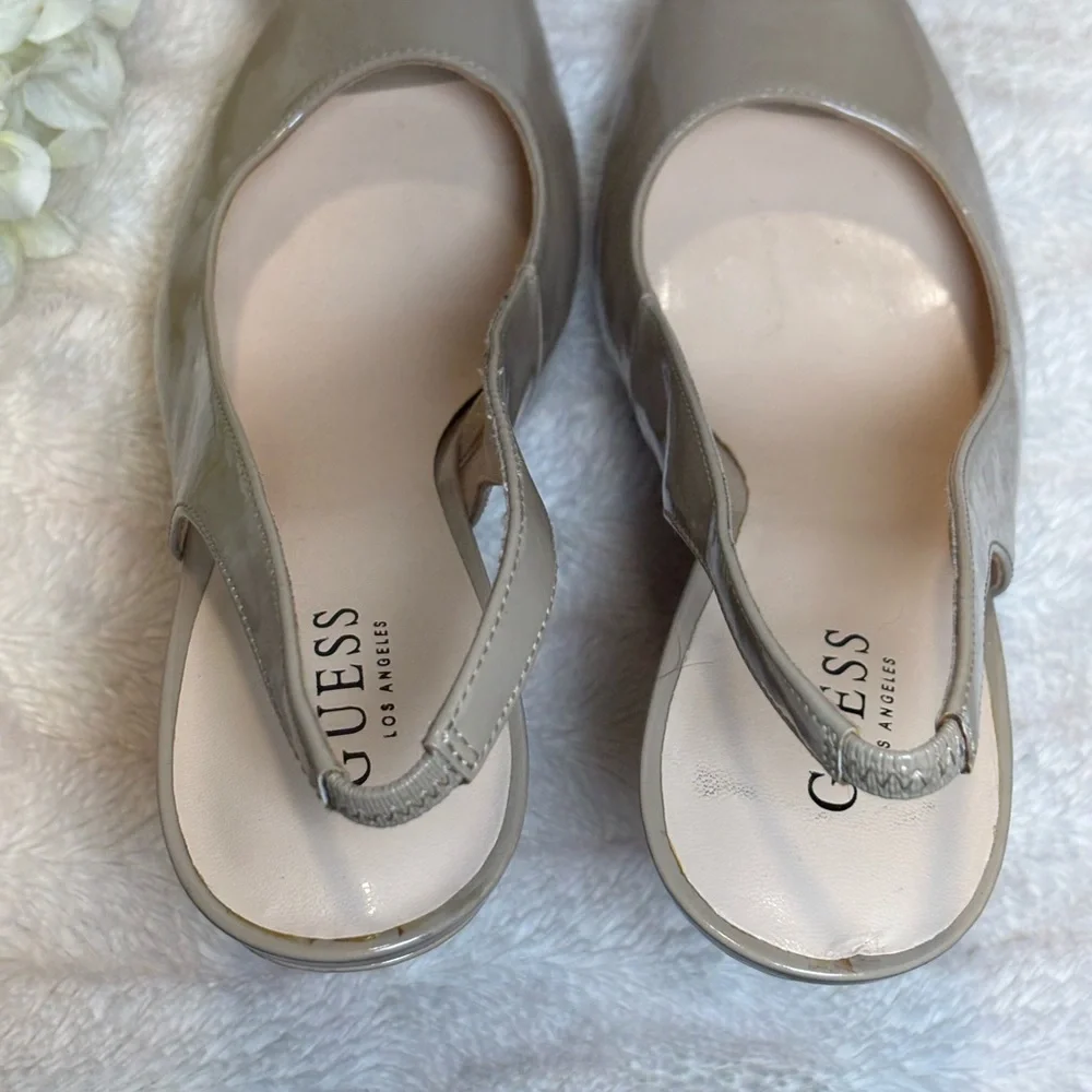 Guess Women's  Shoes Tan Slingback Peep Toe Heels NEW Size 10